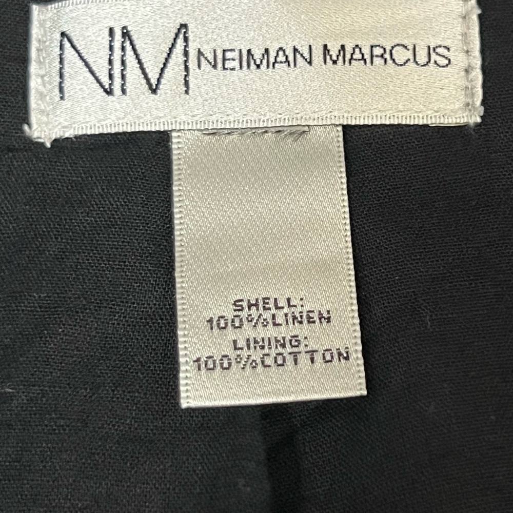 Vintage Neiman Marcus Linen Jacket Black White Notched Lapel Size Large - Picture 5 of 9